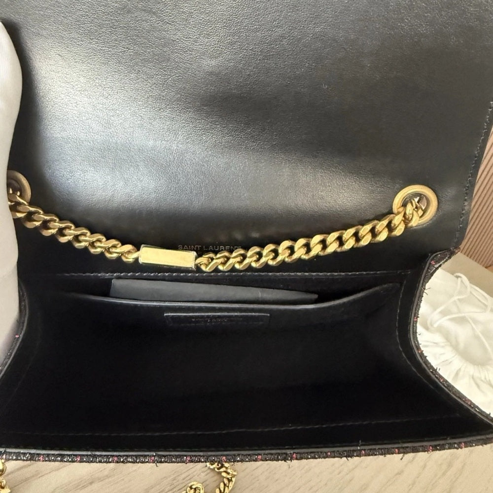 Saint Laurent Kate Striped Chain Shoulder Bag Small