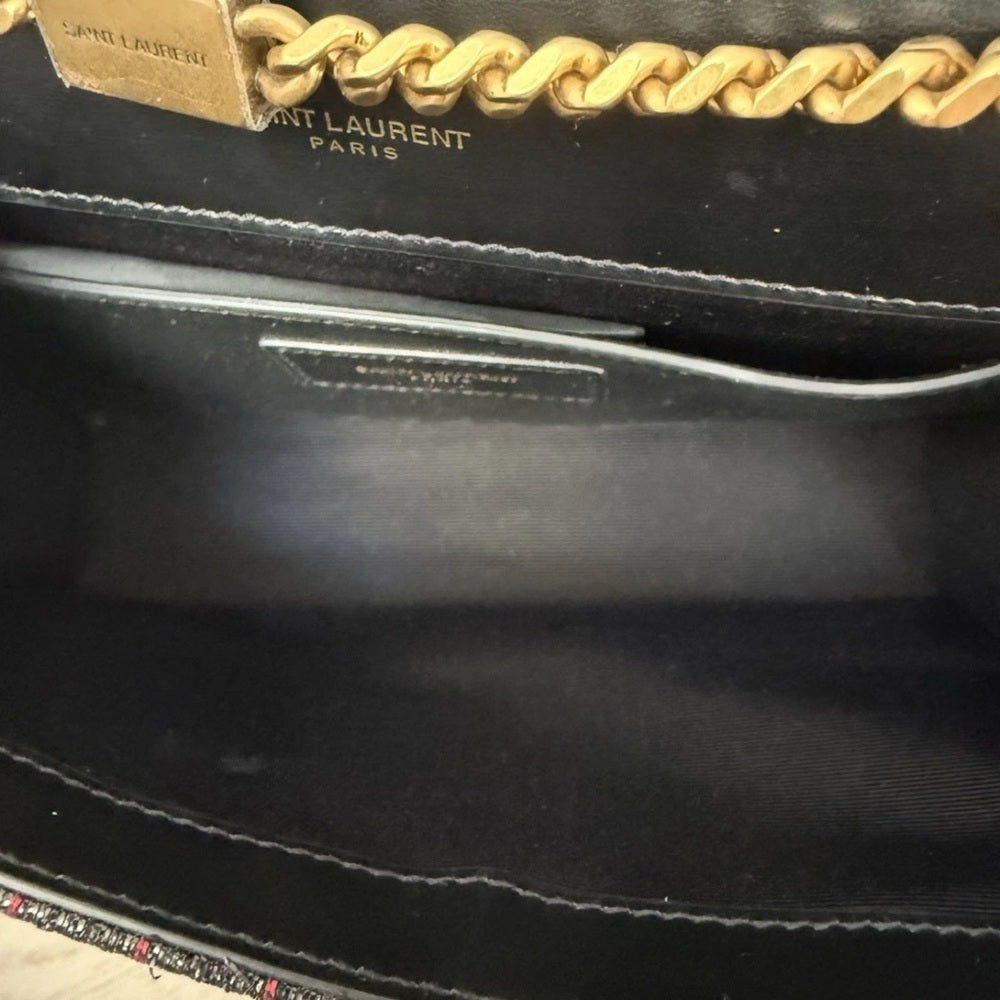 Saint Laurent Kate Striped Chain Shoulder Bag Small