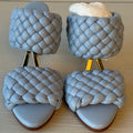 Bottega Veneta Womens Lido Leather Woven Sandals Size EU 37.5 Light Blue
