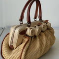 Valentino Raffia Rose Tote - Brown Handbag