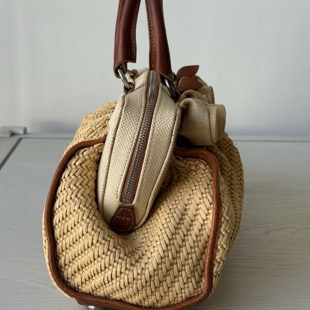 Valentino Raffia Rose Tote - Brown Handbag