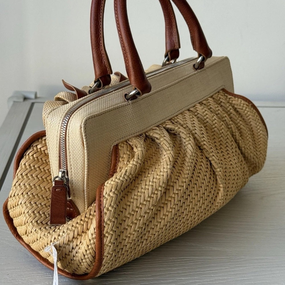 Valentino Raffia Rose Tote - Brown Handbag