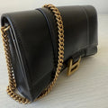 Balenciaga WOMEN'S HOURGLASS WALLET ON CHAIN IN BLACK