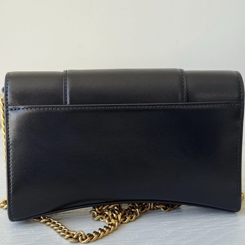 Balenciaga WOMEN'S HOURGLASS WALLET ON CHAIN IN BLACK