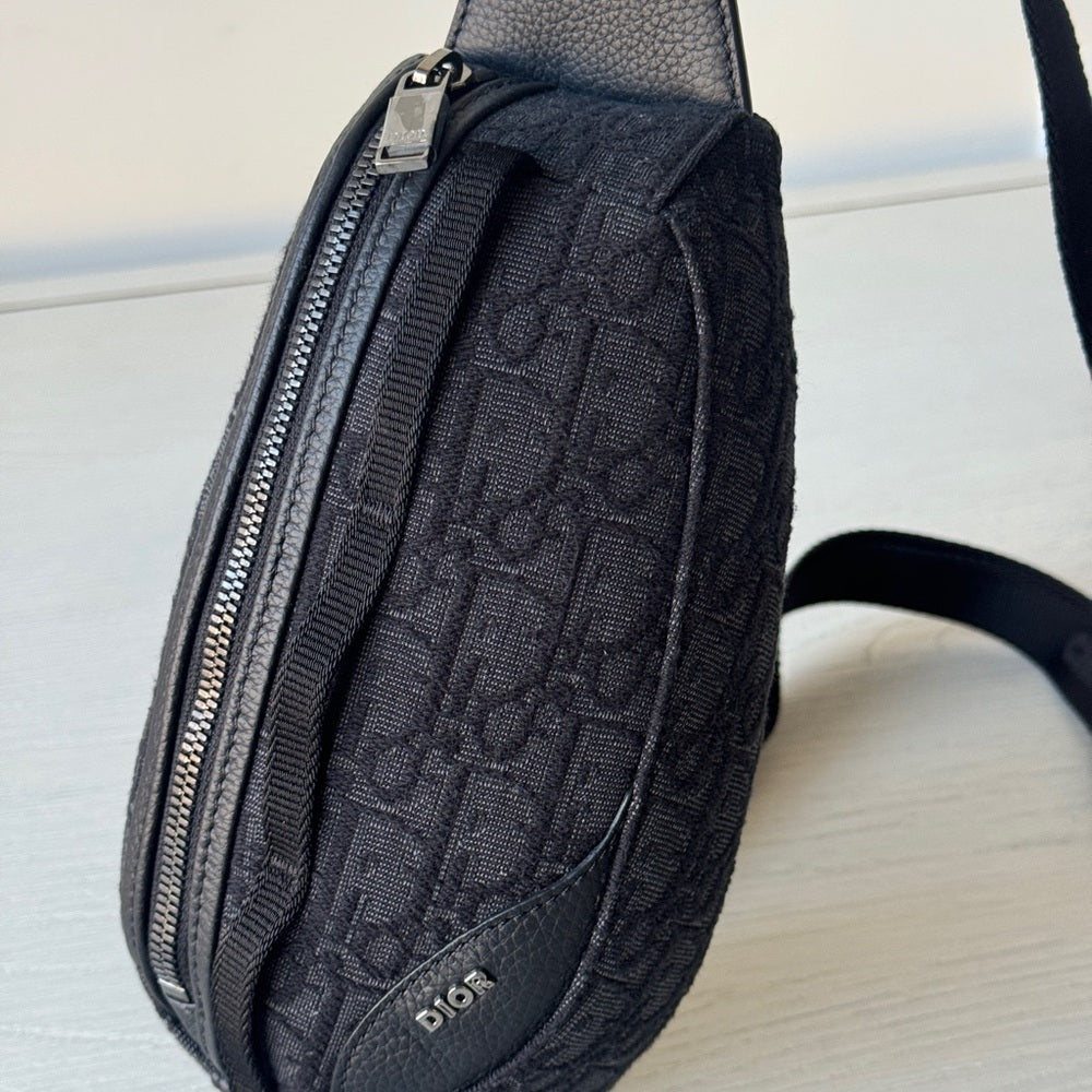 DIOR Oblique Scarab Sling Crossbody Black Bag