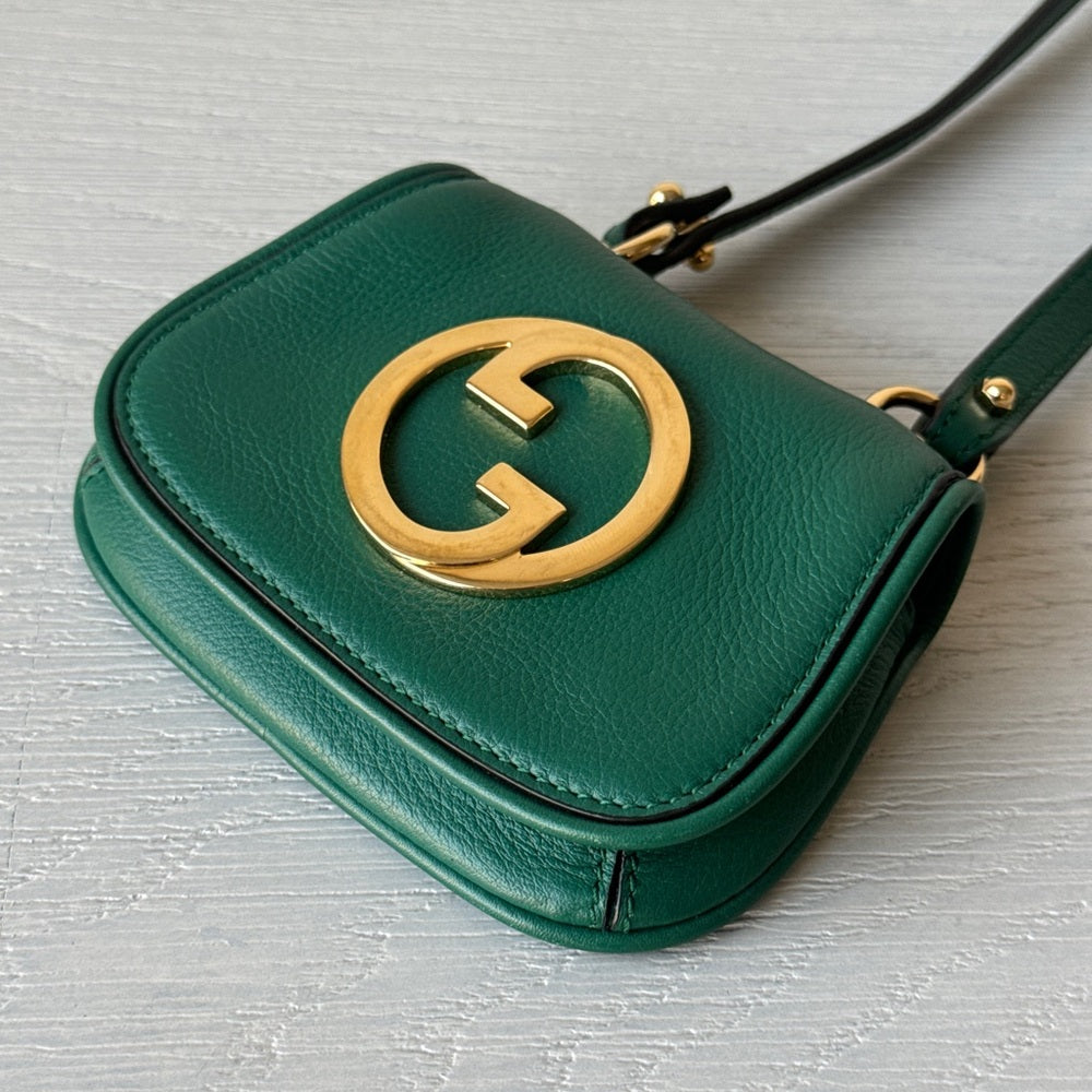Gucci Interlocking G Blondie Green Leather Mini Bag