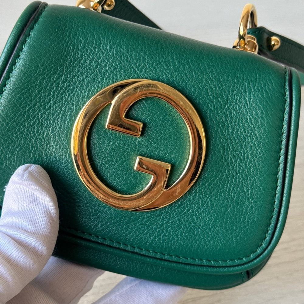 Gucci Interlocking G Blondie Green Leather Mini Bag