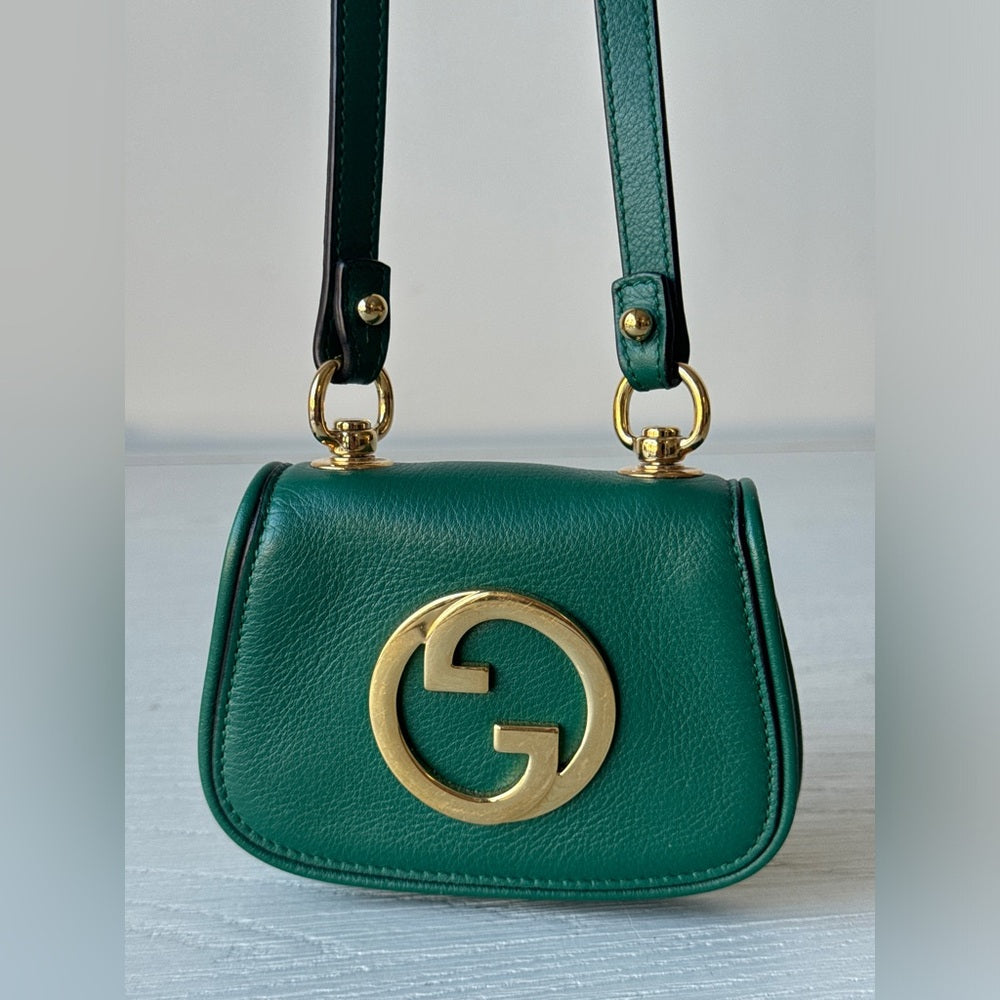 Gucci Interlocking G Blondie Green Leather Mini Bag