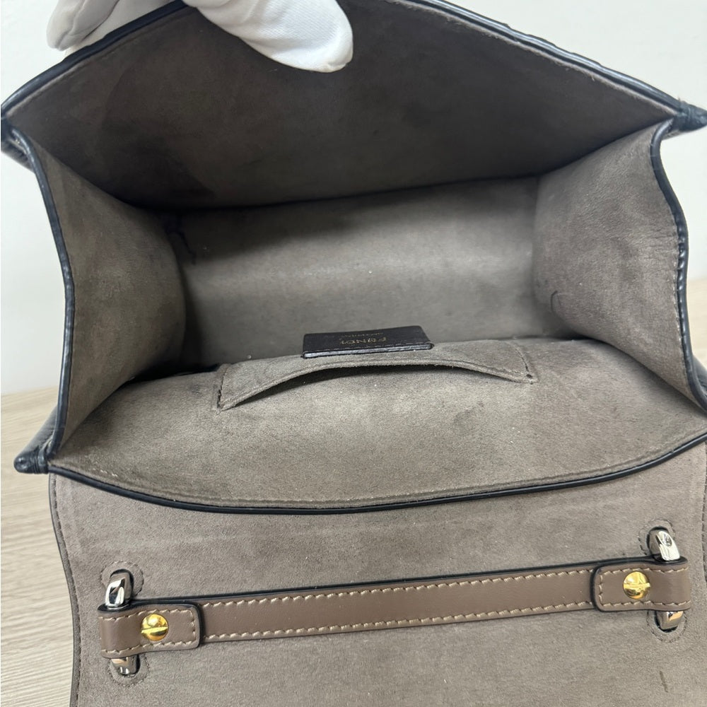 Fendi Zucca FF Kan I F Small Seown Leather Shoulder Bag