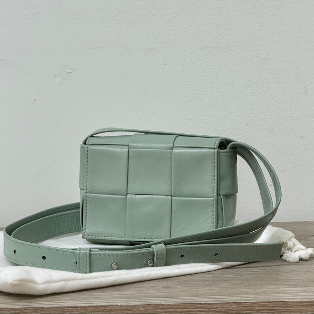 Bottega Veneta Crinkled Lambskin Intrecciato Extra Mini Cassette Crossbody Bag
