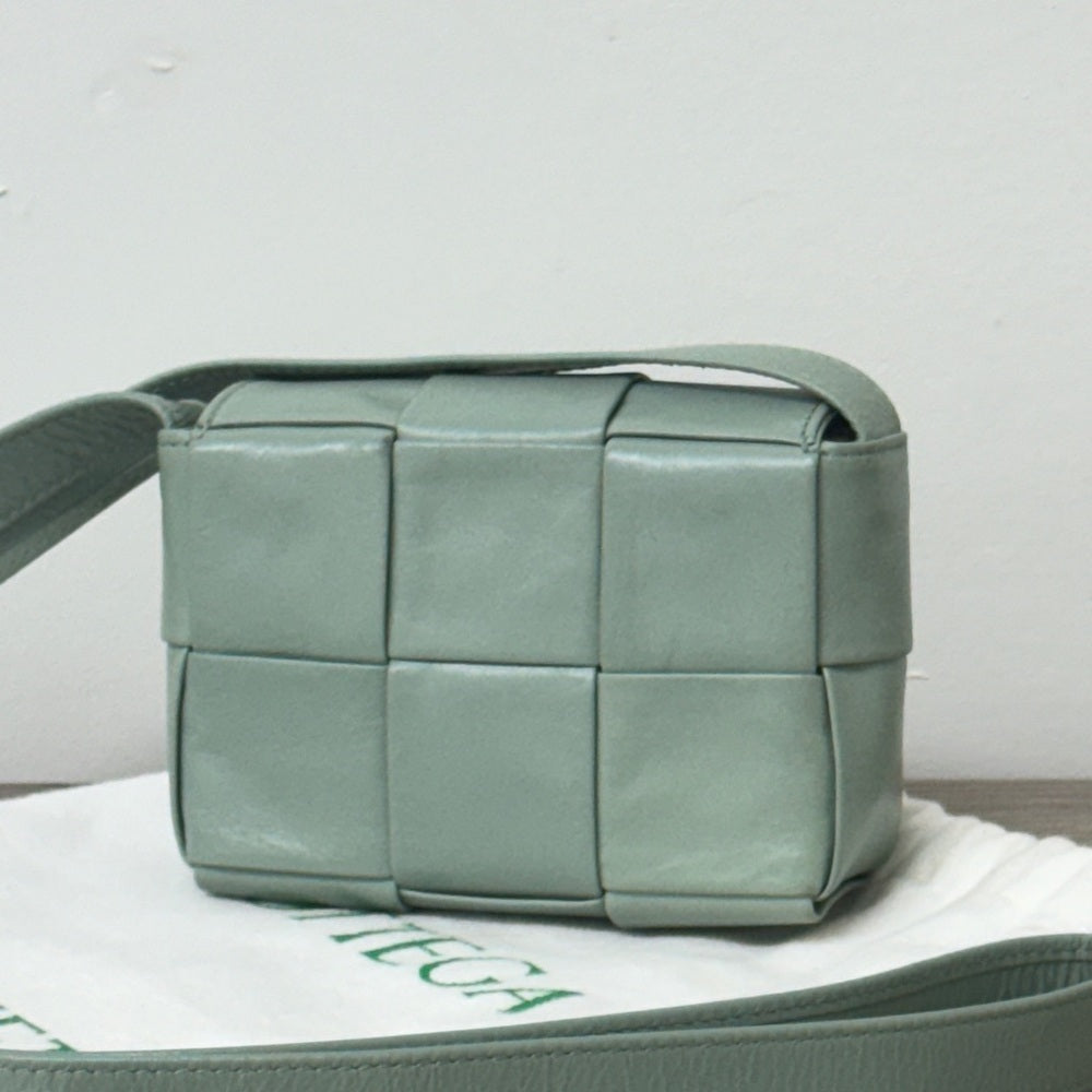 Bottega Veneta Crinkled Lambskin Intrecciato Extra Mini Cassette Crossbody Bag