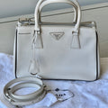 Prada Enameled Metal Triangle Galleria Double Zip Shoulder Bag