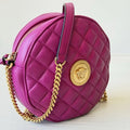 Versace La Medusa Purple Leather Round Crossbody Bag