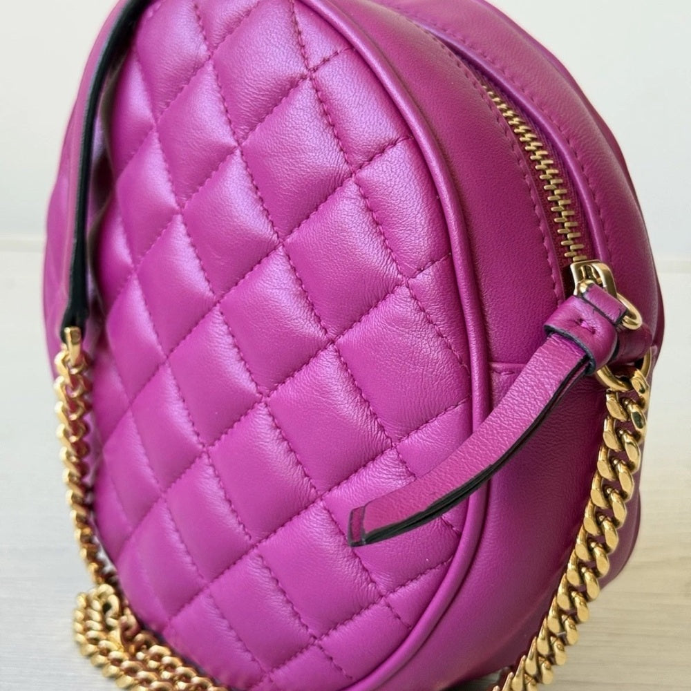 Versace La Medusa Purple Leather Round Crossbody Bag