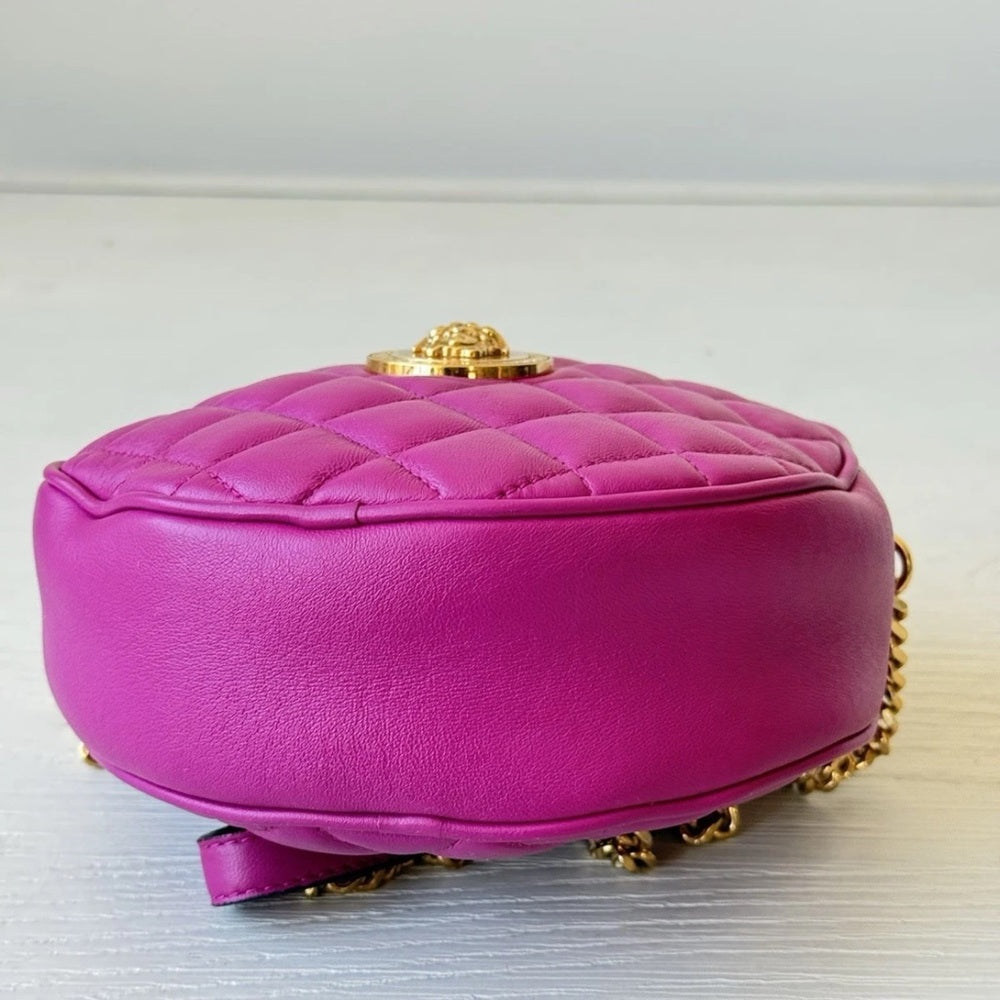 Versace La Medusa Purple Leather Round Crossbody Bag