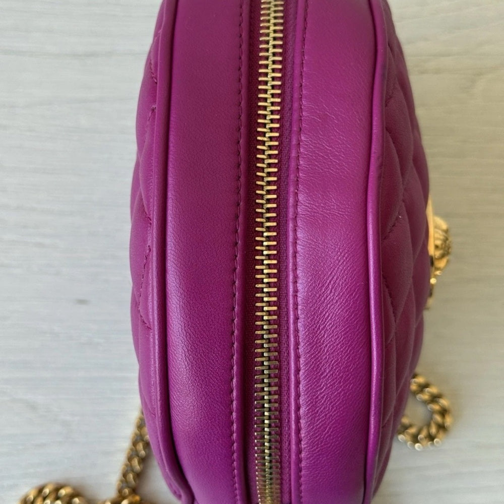 Versace La Medusa Purple Leather Round Crossbody Bag