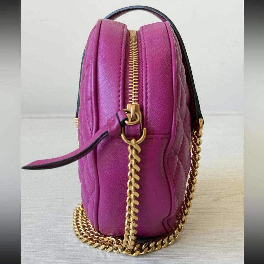 Versace La Medusa Purple Leather Round Crossbody Bag
