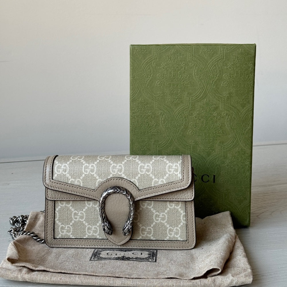 Gucci GG Supreme Dionysus Super Mini Shoulder Bag Beige