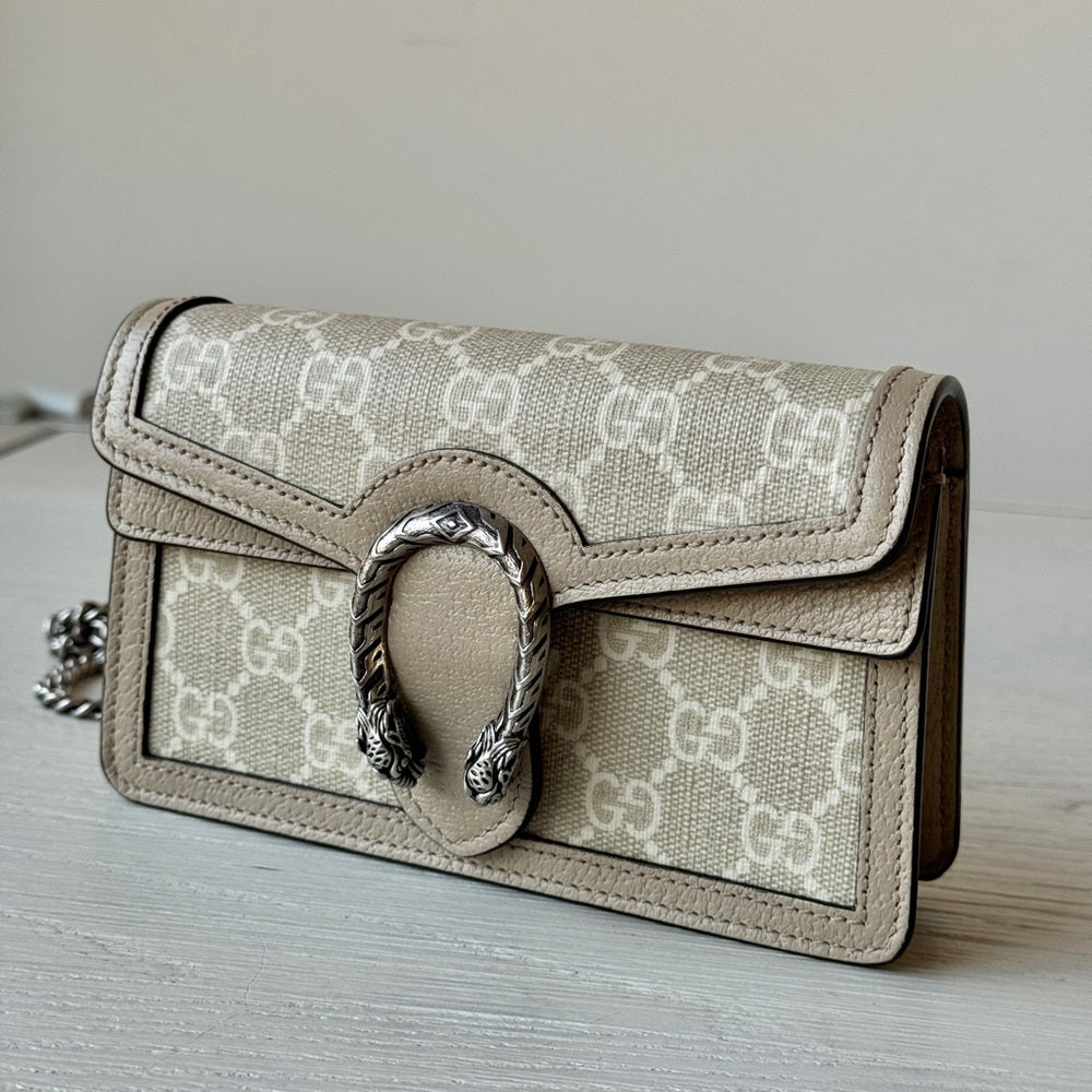 Gucci GG Supreme Dionysus Super Mini Shoulder Bag Beige