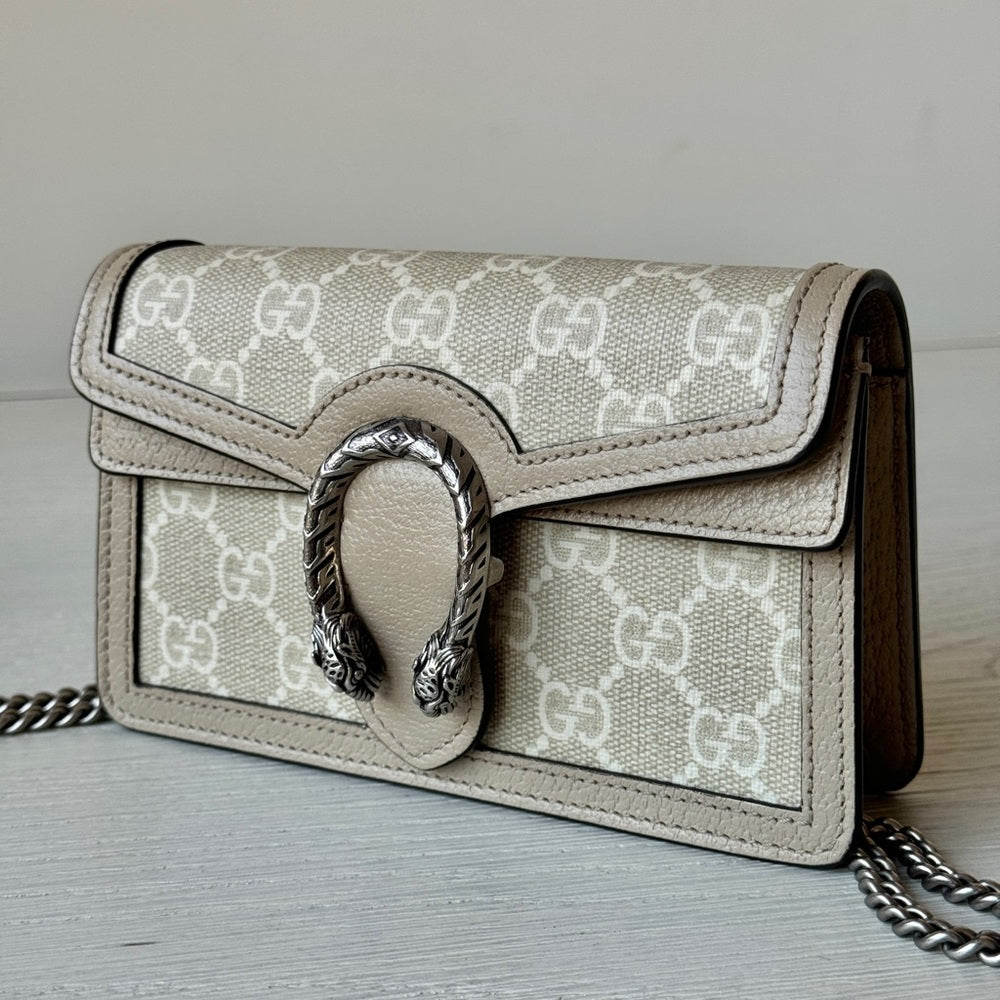 Gucci GG Supreme Dionysus Super Mini Shoulder Bag Beige