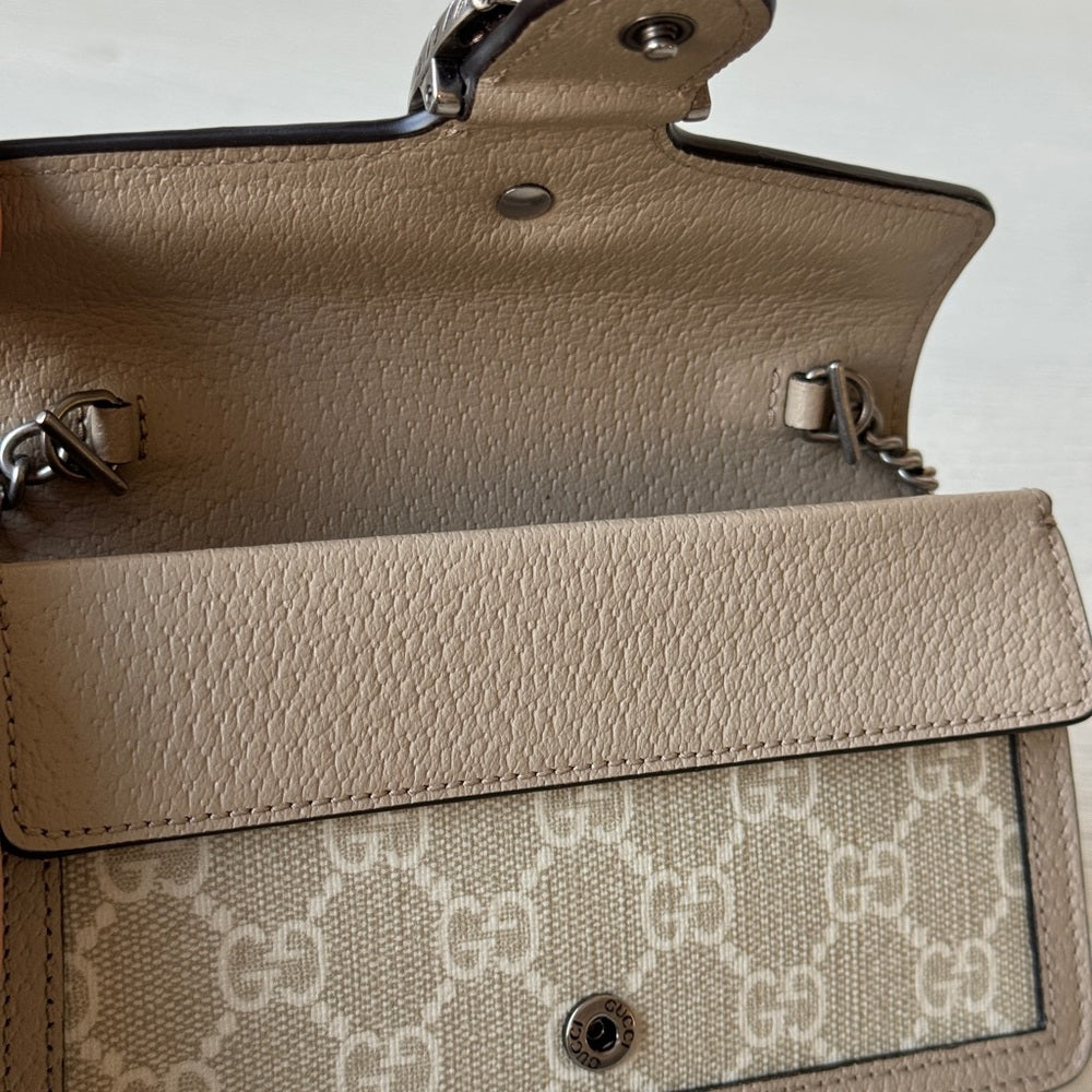 Gucci GG Supreme Dionysus Super Mini Shoulder Bag Beige