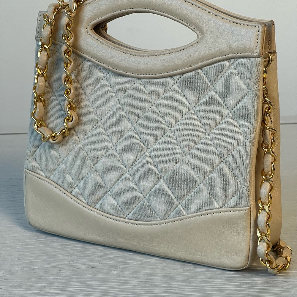 Chanel Tan Quilted 31 Handle Bag with Gold Chain