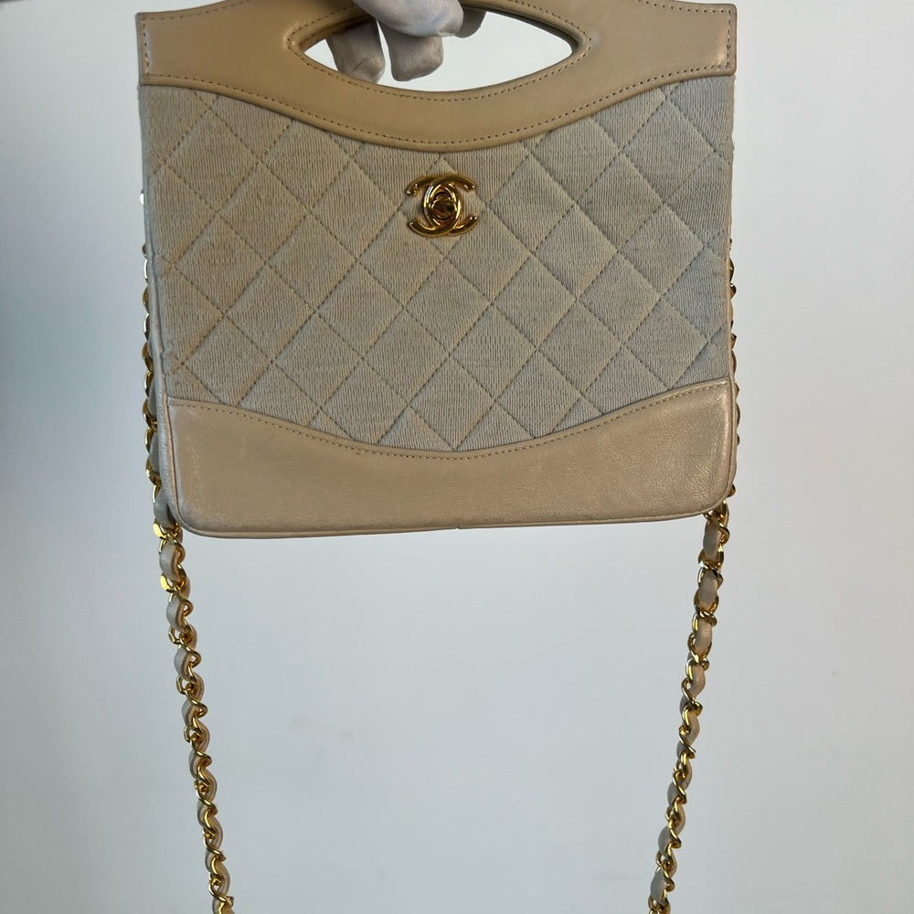 Chanel Tan Quilted 31 Handle Bag with Gold Chain