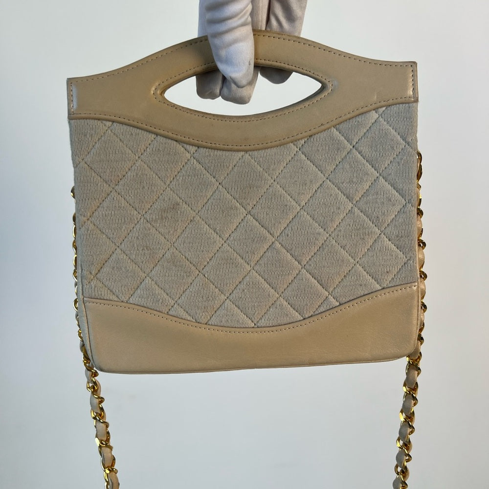 Chanel Tan Quilted 31 Handle Bag with Gold Chain