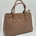 PRADA Galleria Saffiano Medium Double Zip Tote Cammeo Bag Pink
