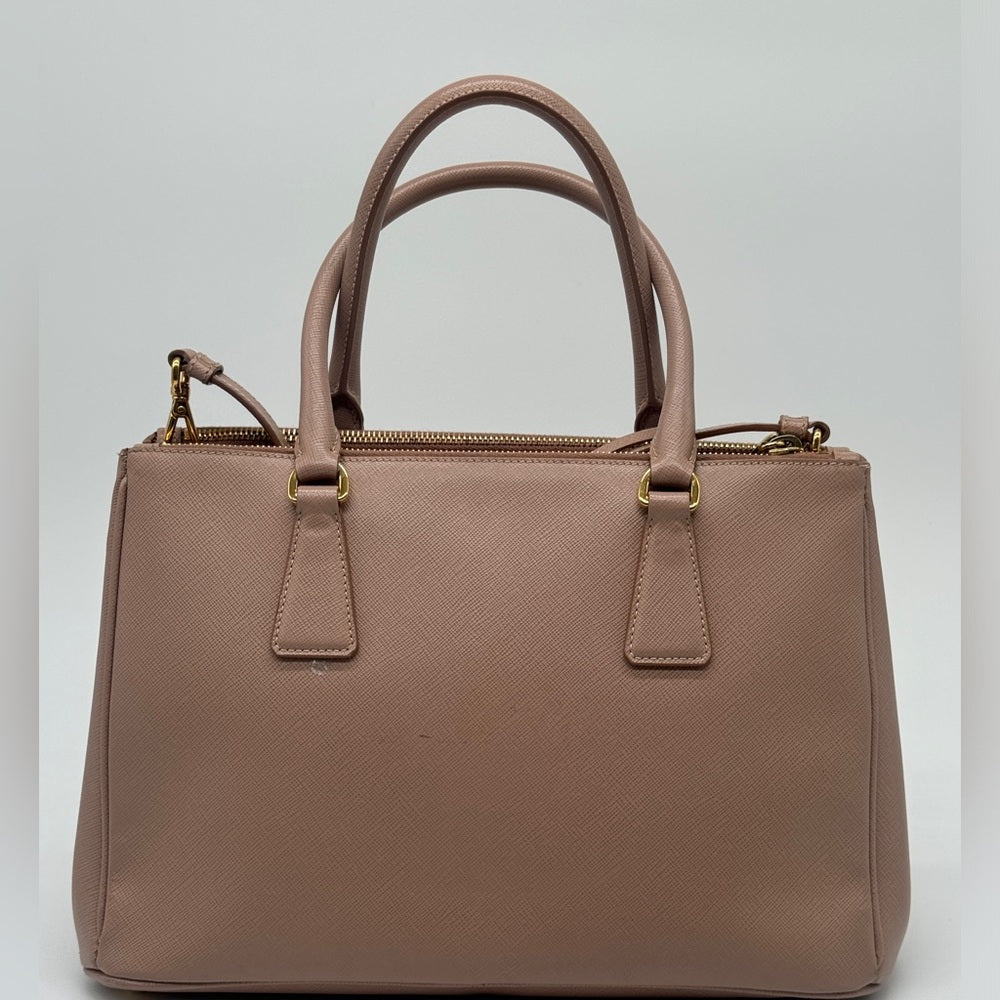 PRADA Galleria Saffiano Medium Double Zip Tote Cammeo Bag Pink