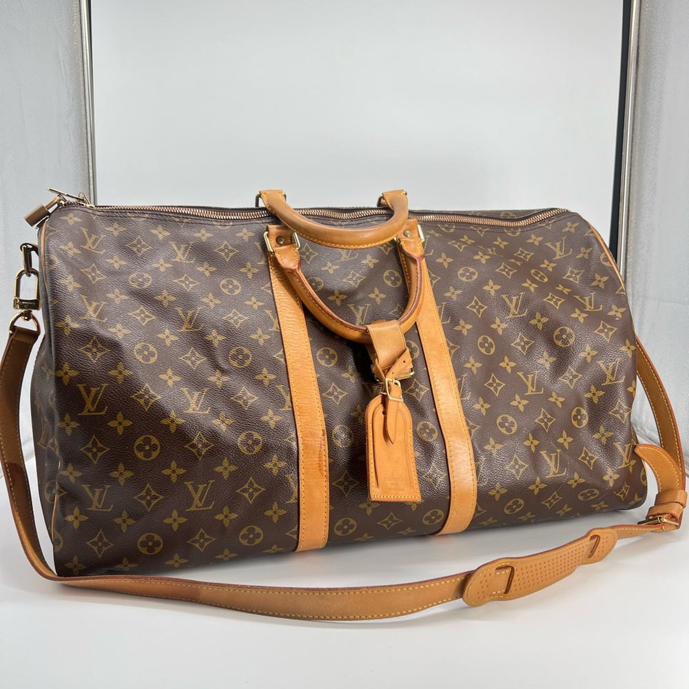 Louis Vuitton Keepall Bandoulière 55 Brown Monogram Canvas Duffel BaG