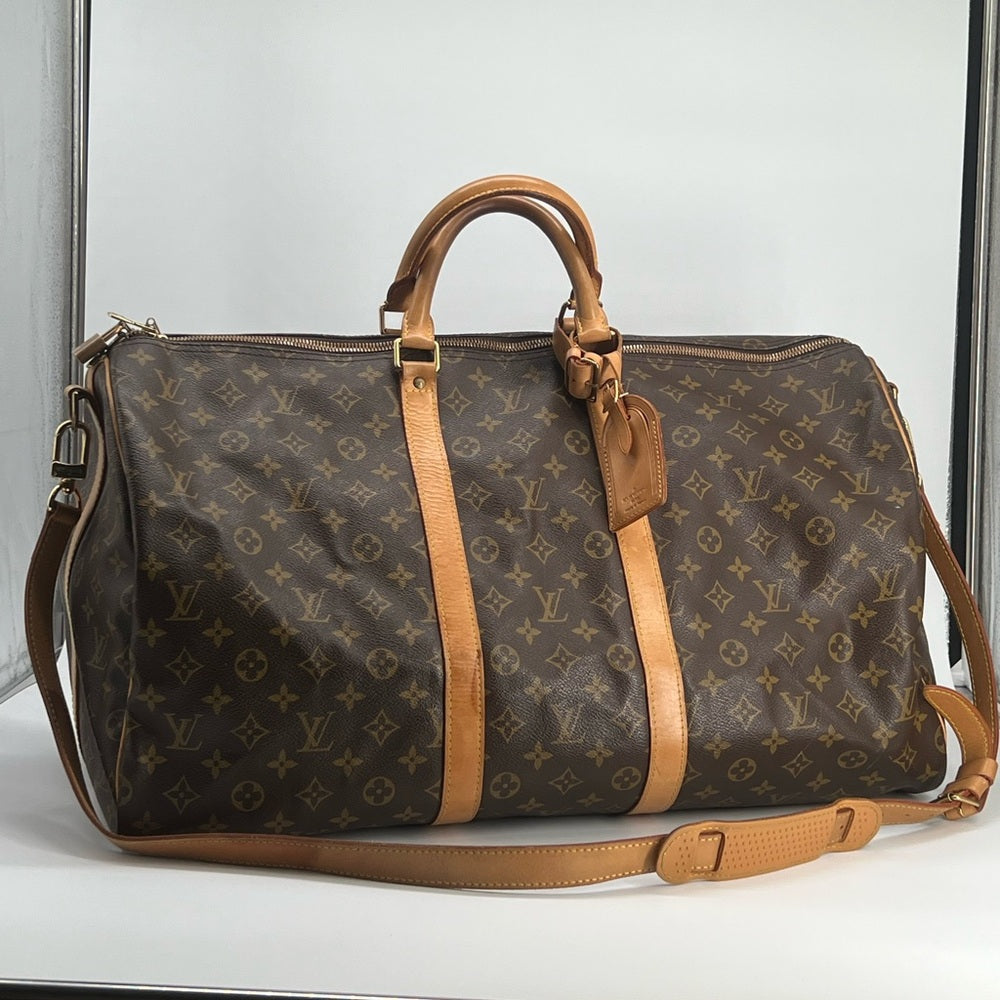 Louis Vuitton Keepall Bandoulière 55 Brown Monogram Canvas Duffel BaG