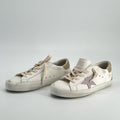 Golden Goose White Sneakers with Lavender Star and Gold Heel Size 32