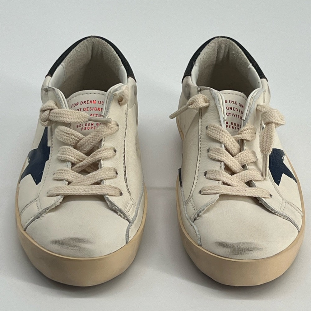 Golden Goose Kids Cream and Navy Star Sneakers EU Size 29