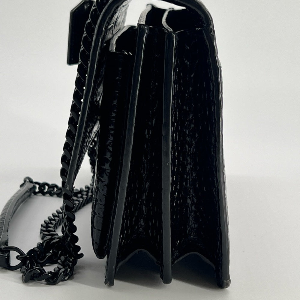 SAINT LAURENT Calfskin Crocodile Embossed Medium Monogram Sunset Black