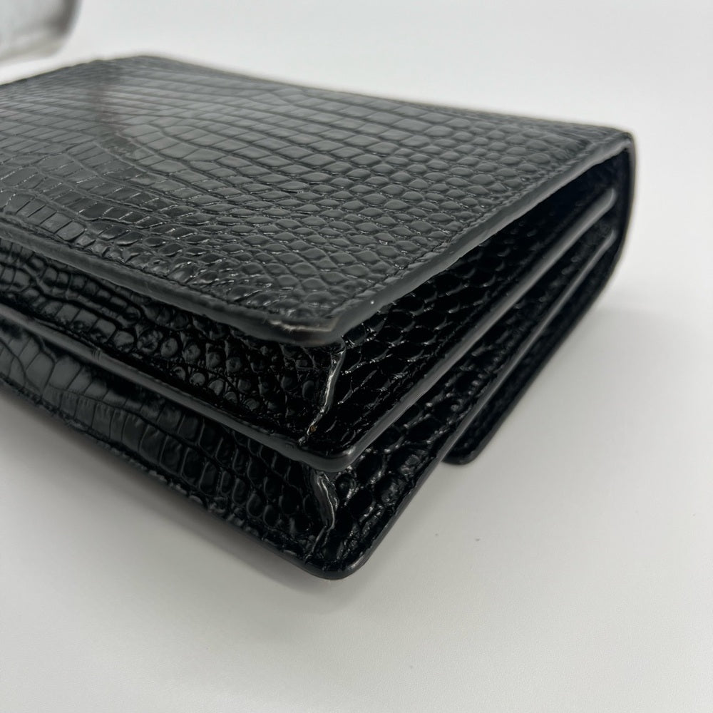 SAINT LAURENT Calfskin Crocodile Embossed Medium Monogram Sunset Black