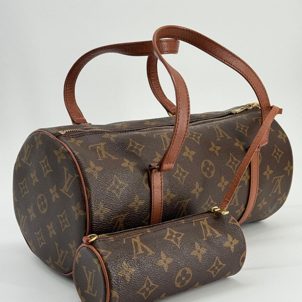 Louis Vuitton Papillon 30 Handbag in Brown Monogram Coated Canvas with mini bag