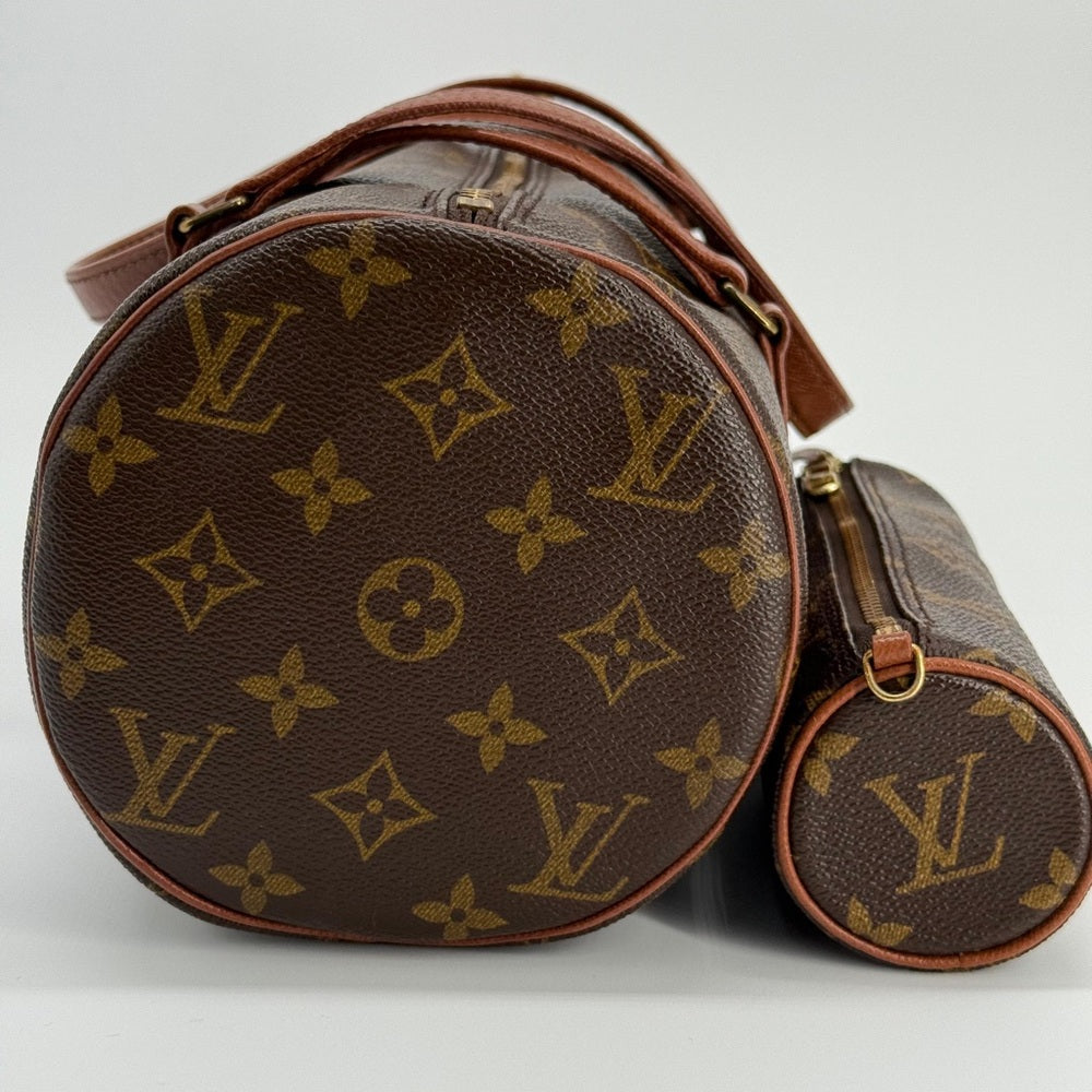 Louis Vuitton Papillon 30 Handbag in Brown Monogram Coated Canvas with mini bag