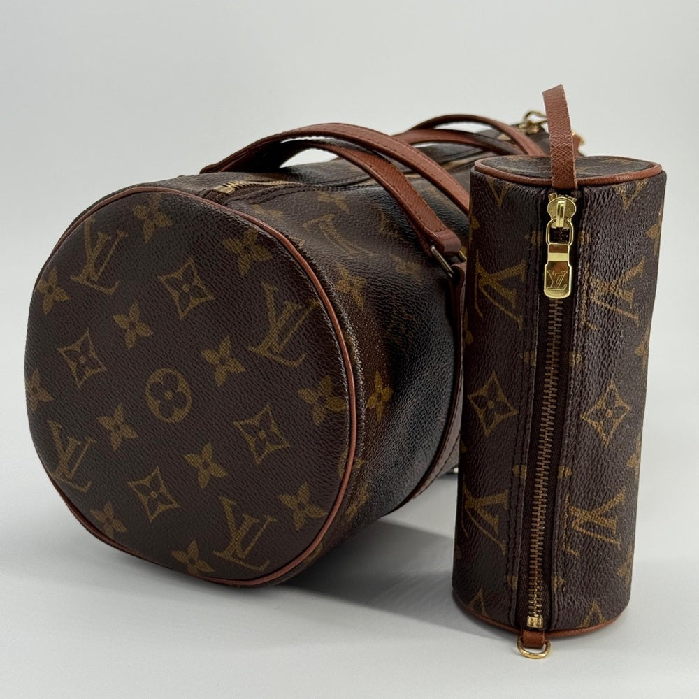 Louis Vuitton Papillon 30 Handbag in Brown Monogram Coated Canvas with mini bag