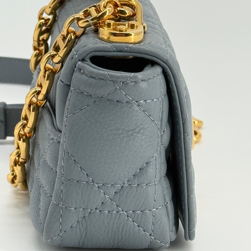 DIOR Micro Dior Caro Bag Grayish Blue Leather Shoulder Bag