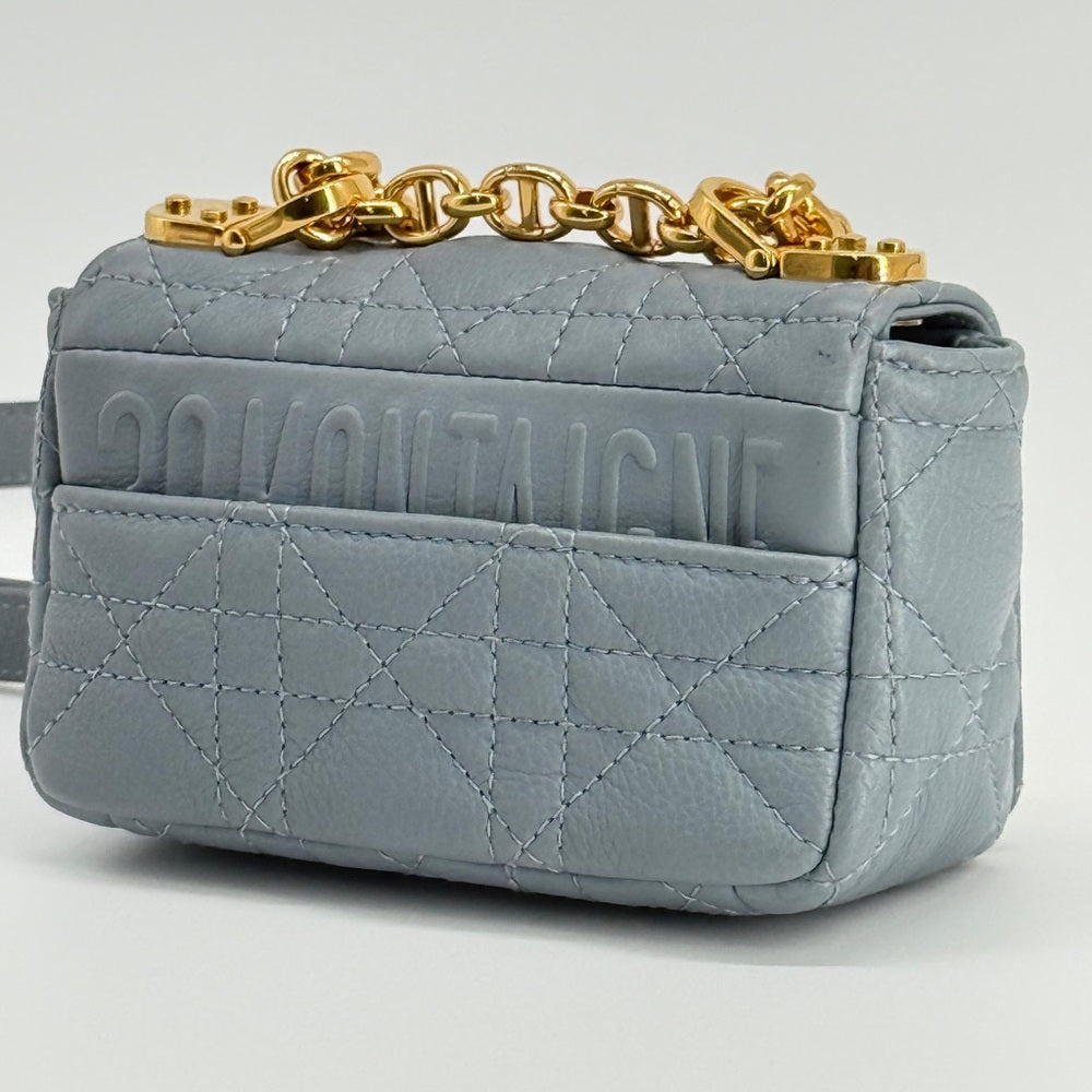 DIOR Micro Dior Caro Bag Grayish Blue Leather Shoulder Bag