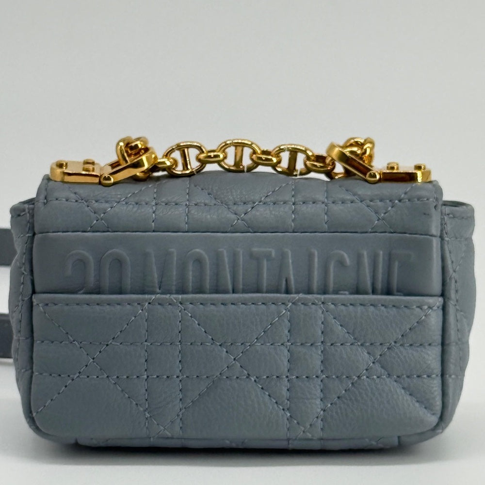 DIOR Micro Dior Caro Bag Grayish Blue Leather Shoulder Bag