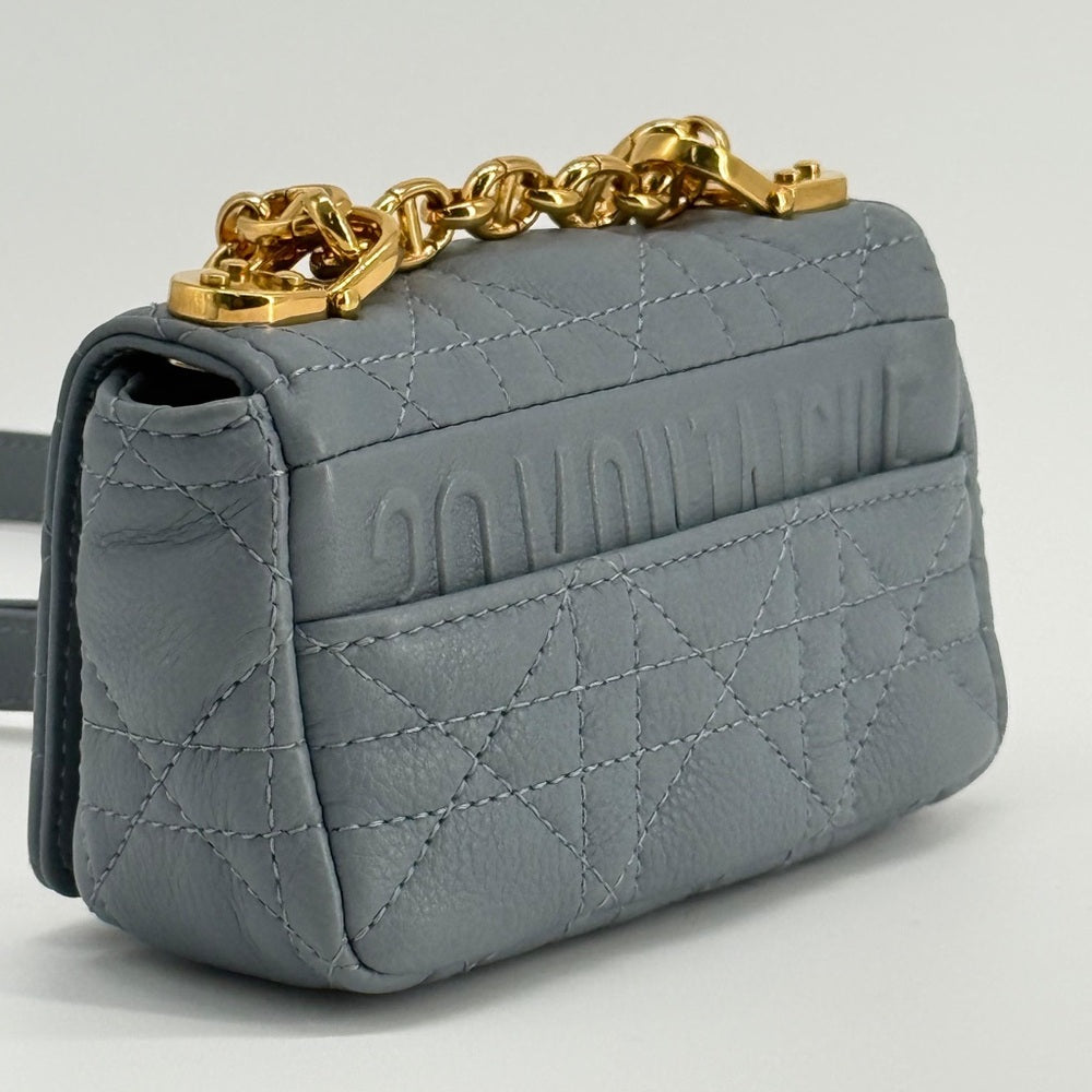 DIOR Micro Dior Caro Bag Grayish Blue Leather Shoulder Bag