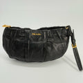 Prada Tessuto Black Leather Pouch Bag
