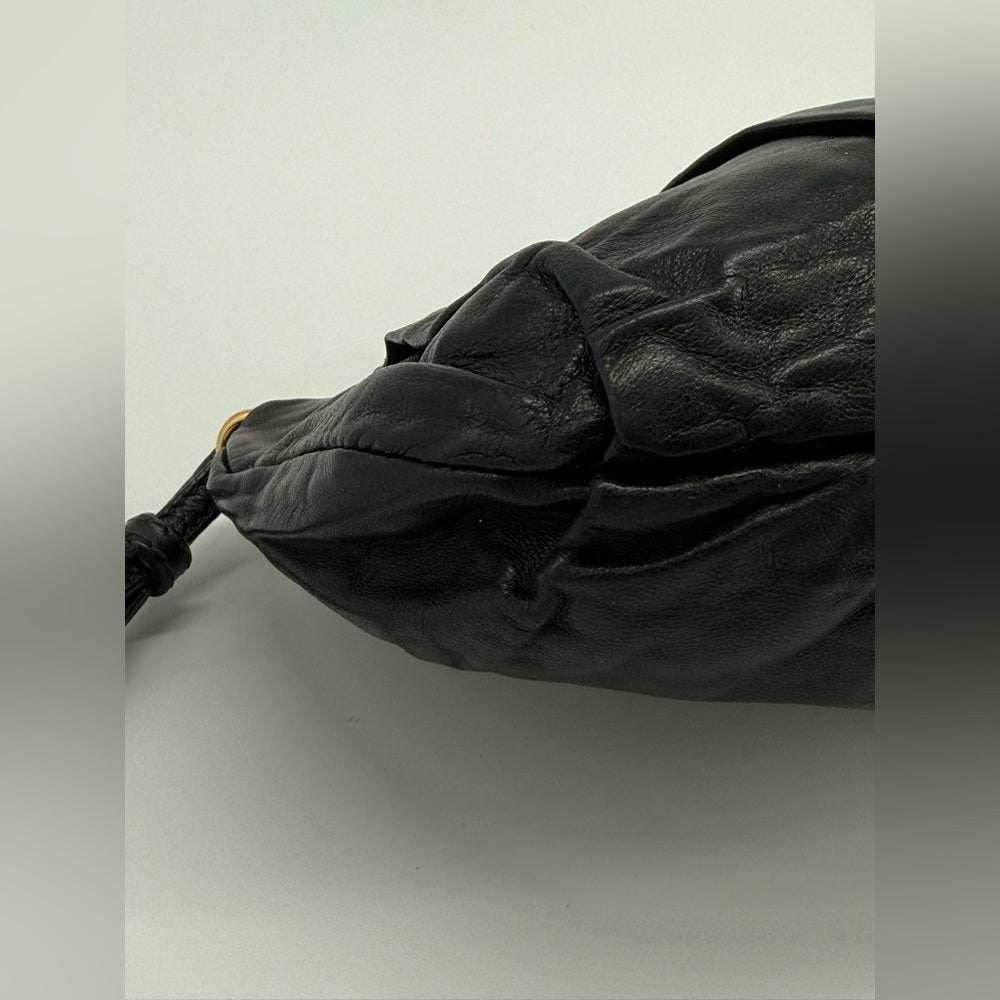 Prada Tessuto Black Leather Pouch Bag