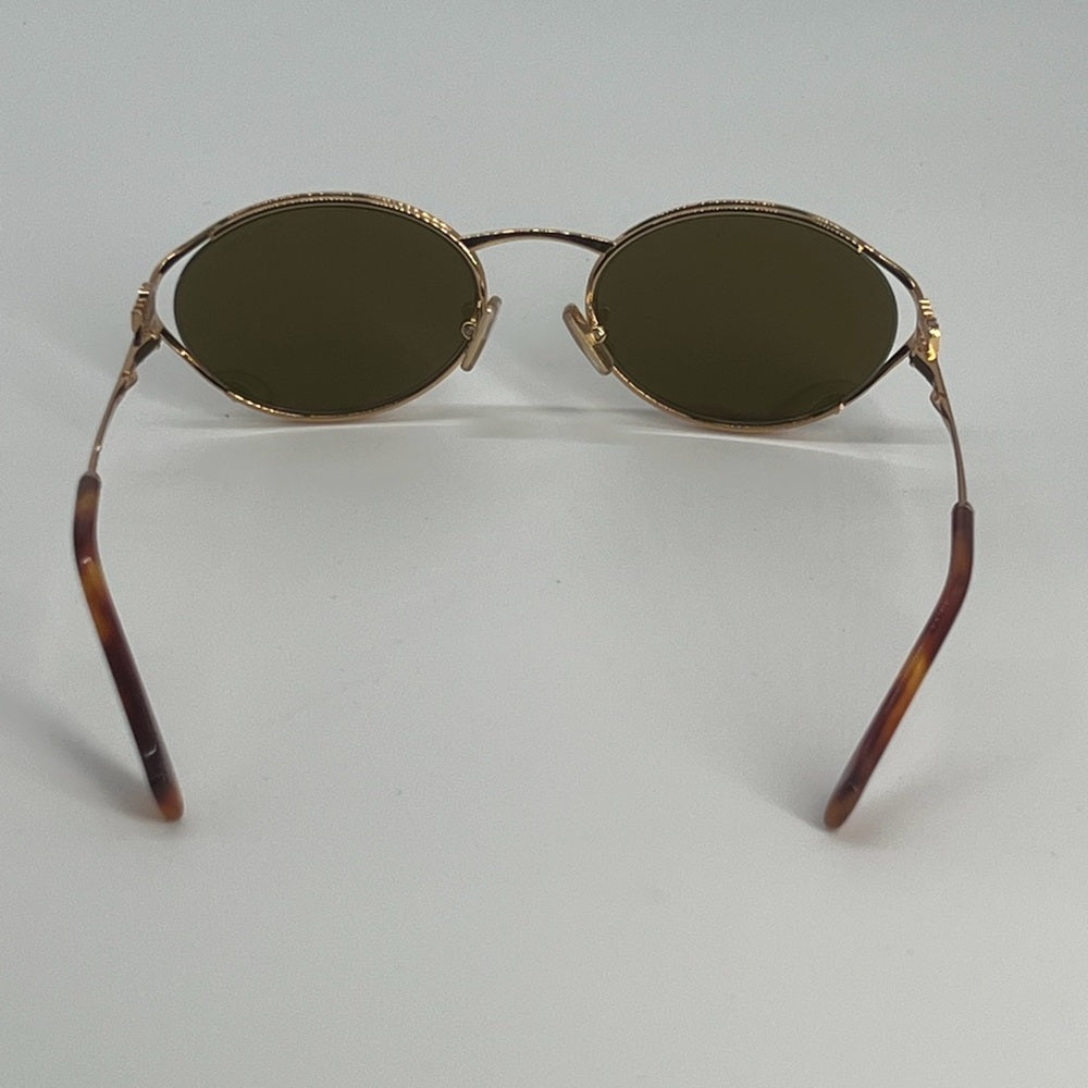 Miu Miu Brass Gold Dark Brown Lens Women Sunglasses Authentic