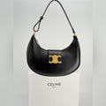 Celine Ava Triomphe Medium Leather Shoulder Bag Black