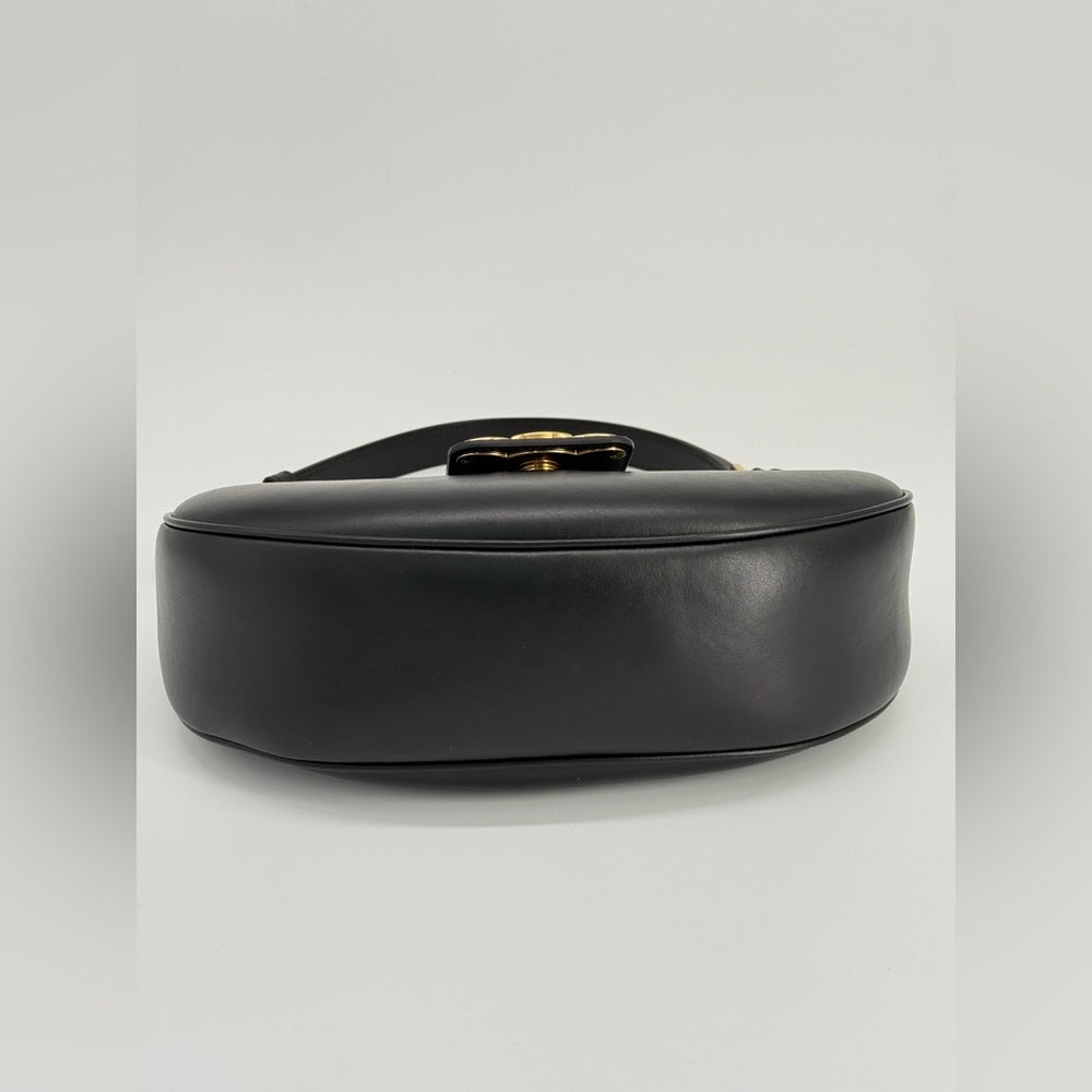 Celine Ava Triomphe Medium Leather Shoulder Bag Black