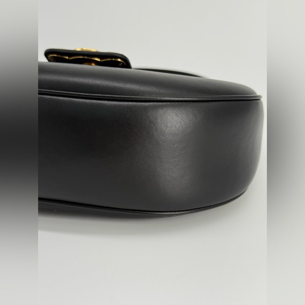 Celine Ava Triomphe Medium Leather Shoulder Bag Black