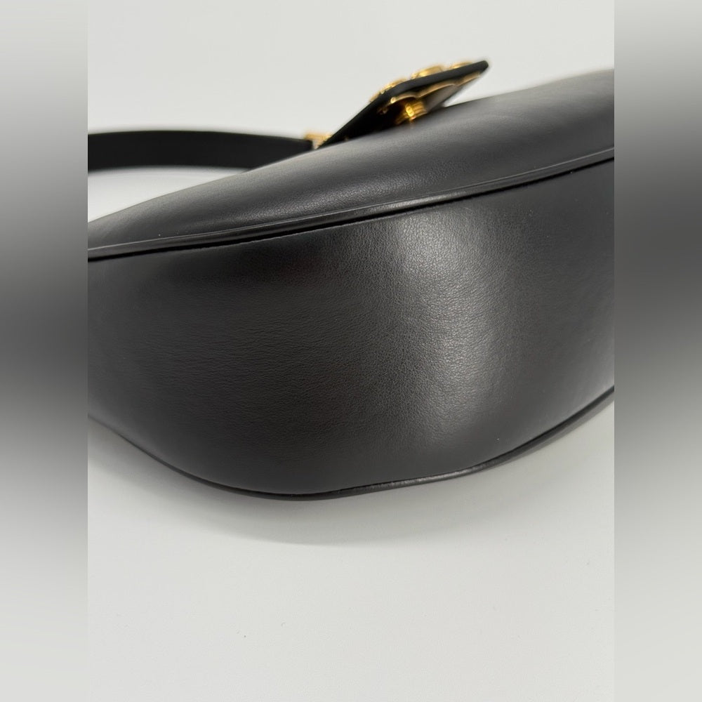 Celine Ava Triomphe Medium Leather Shoulder Bag Black